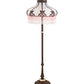 Meyda Lighting Elizabeth 62" 3-Light Craftsman Brown Highlighted Floor Lamp With White Opal & Pink Art Shade Glass