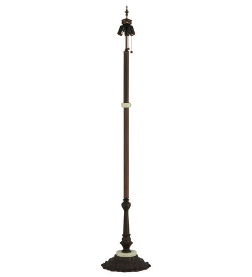 Meyda Lighting Elizabeth 62" 3-Light Craftsman Brown Highlighted Floor Lamp With White Opal & Pink Art Shade Glass