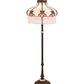 Meyda Lighting Elizabeth 62" 3-Light Craftsman Brown Highlighted Floor Lamp With White Opal & Pink Art Shade Glass