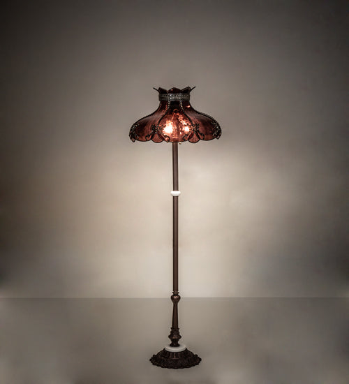 Meyda Lighting Elizabeth 64" 3-Light Craftsman Brown Floor Lamp With Violet Shade Glass