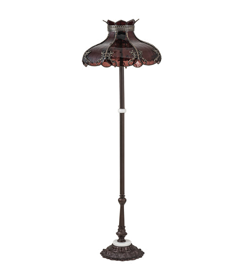 Meyda Lighting Elizabeth 64" 3-Light Craftsman Brown Floor Lamp With Violet Shade Glass