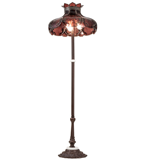 Meyda Lighting Elizabeth 64" 3-Light Craftsman Brown Floor Lamp With Violet Shade Glass