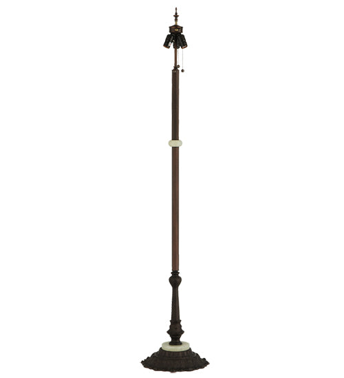 Meyda Lighting Elizabeth 64" 3-Light Craftsman Brown Floor Lamp With Violet Shade Glass