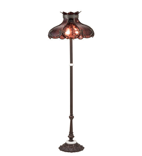 Meyda Lighting Elizabeth 64" 3-Light Craftsman Brown Floor Lamp With Violet Shade Glass