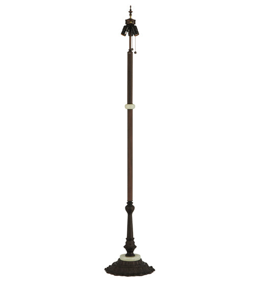 Meyda Lighting Elizabeth 64" 3-Light Mahogany Bronze Floor Lamp With Pink & White Shade Glass