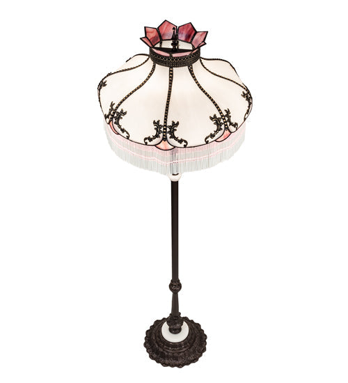 Meyda Lighting Elizabeth 64" 3-Light Mahogany Bronze Floor Lamp With Pink & White Shade Glass