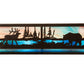 Meyda Lighting Elk & Black Bear 24" 4-Light Timeless Bronze Vanity Light With Sky Blue & Blue Green Ripple Shade Glass