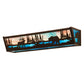 Meyda Lighting Elk & Black Bear 24" 4-Light Timeless Bronze Vanity Light With Sky Blue & Blue Green Ripple Shade Glass