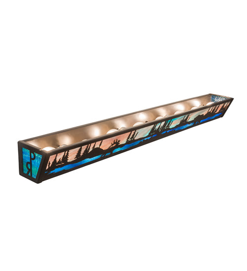 Meyda Lighting Elk & Black Bear 48" 8-Light Timeless Bronze Personalized Vanity Light With Multi-Colored Shade Glass