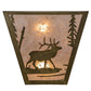 Meyda Lighting Elk Creek 13" 2-Light Antique Copper Wall Sconce With Silver Mica Shade Glass