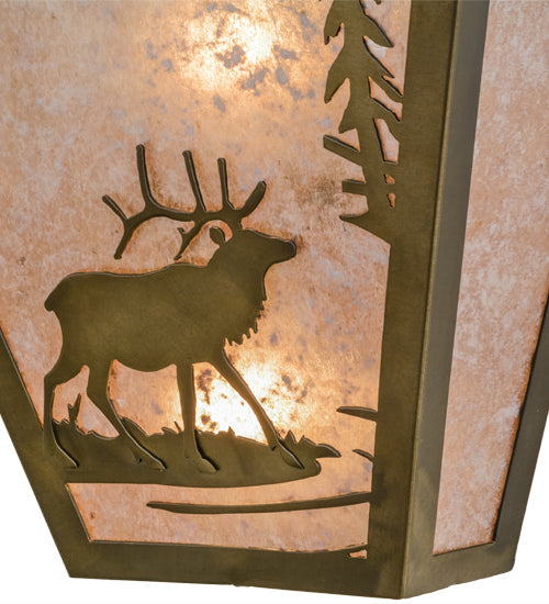 Meyda Lighting Elk Creek 13" 2-Light Antique Copper Wall Sconce With Silver Mica Shade Glass