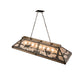 Meyda Lighting Elk & Deer at Lake 61" 9-Light Timeless Bronze Island Pendant Light With Silver Mica Shade Glass