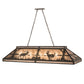 Meyda Lighting Elk & Deer at Lake 61" 9-Light Timeless Bronze Island Pendant Light With Silver Mica Shade Glass