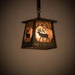 Meyda Lighting Elk at Dawn 10" Antique Copper Mini Pendant Light With Silver Mica Shade Glass
