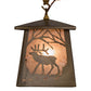 Meyda Lighting Elk at Dawn 10" Antique Copper Mini Pendant Light With Silver Mica Shade Glass