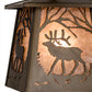 Meyda Lighting Elk at Dawn 10" Antique Copper Mini Pendant Light With Silver Mica Shade Glass