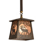 Meyda Lighting Elk at Dawn 10" Antique Copper Mini Pendant Light With Silver Mica Shade Glass