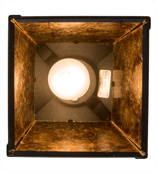 Meyda Lighting Elk at Dawn 10" Textured Black Mini Pendant Light With Amber Mica Shade Glass
