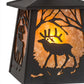 Meyda Lighting Elk at Dawn 10" Textured Black Mini Pendant Light With Amber Mica Shade Glass