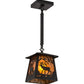 Meyda Lighting Elk at Dawn 10" Textured Black Mini Pendant Light With Amber Mica Shade Glass