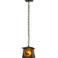 Meyda Lighting Elk at Dawn 10" Wrought Iron Mini Pendant Light With Amber Mica Shade Glass