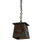 Meyda Lighting Elk at Dawn 10" Wrought Iron Mini Pendant Light With Amber Mica Shade Glass