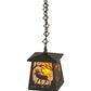 Meyda Lighting Elk at Dawn 10" Wrought Iron Mini Pendant Light With Amber Mica Shade Glass