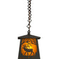 Meyda Lighting Elk at Dawn 10" Wrought Iron Mini Pendant Light With Amber Mica Shade Glass