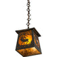 Meyda Lighting Elk at Dawn 10" Wrought Iron Mini Pendant Light With Amber Mica Shade Glass