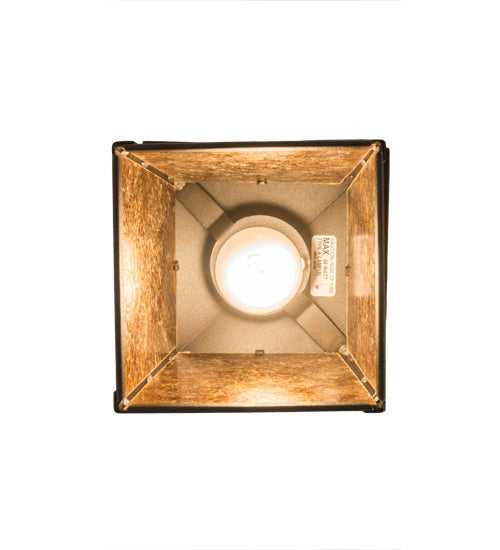 Meyda Lighting Elk at Dawn 10" Wrought Iron Mini Pendant Light With Amber Mica Shade Glass