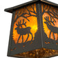 Meyda Lighting Elk at Dawn 10" Wrought Iron Mini Pendant Light With Amber Mica Shade Glass