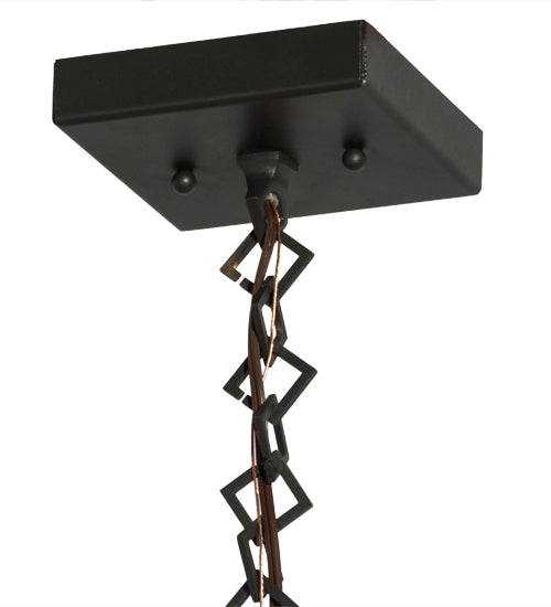 Meyda Lighting Elk at Dawn 10" Wrought Iron Mini Pendant Light With Amber Mica Shade Glass