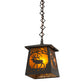 Meyda Lighting Elk at Dawn 10" Wrought Iron Mini Pendant Light With Amber Mica Shade Glass