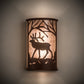 Meyda Lighting Elk at Dawn 13" 2-Light Rust Wall Sconce With Silver Mica Shade Glass