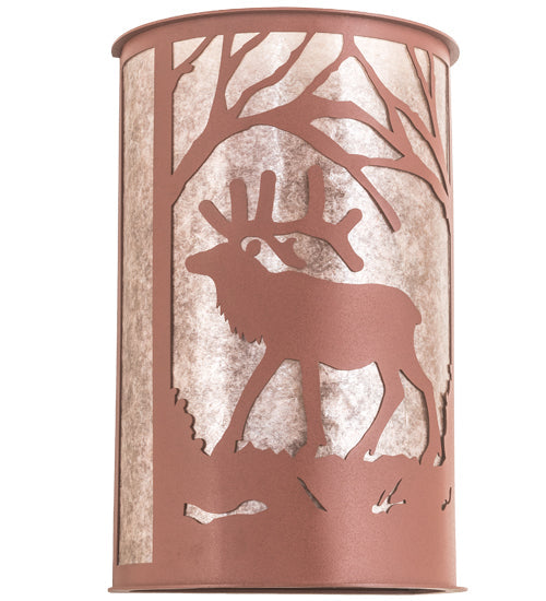 Meyda Lighting Elk at Dawn 13" 2-Light Rust Wall Sconce With Silver Mica Shade Glass