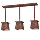 Meyda Lighting Elk at Dawn 217251 37" 3-Light Rust Island Pendant Light With Silver Mica Shade Glass