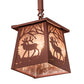 Meyda Lighting Elk at Dawn 217251 37" 3-Light Rust Island Pendant Light With Silver Mica Shade Glass