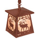Meyda Lighting Elk at Dawn 217251 37" 3-Light Rust Island Pendant Light With Silver Mica Shade Glass