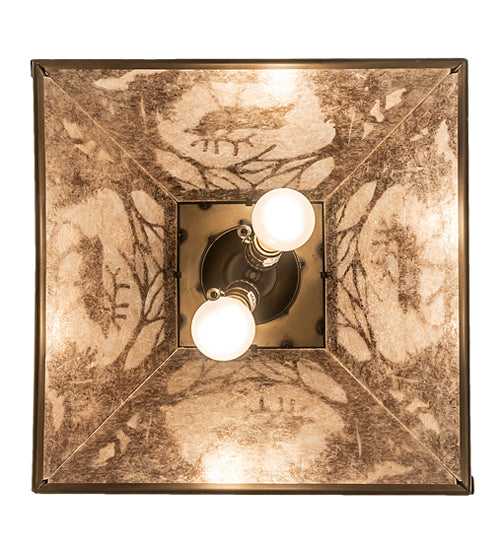 Meyda Lighting Elk at Dawn 22" 2-Light Antique Copper Pendant Light With Silver Mica Shade Glass