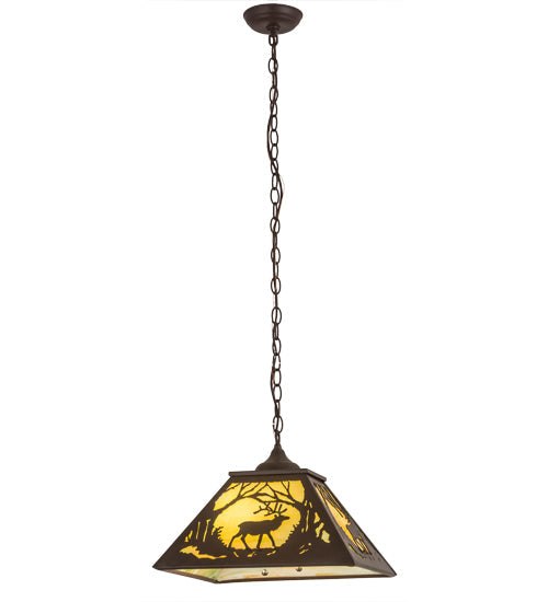 Meyda Lighting Elk at Dawn 22" 2-Light Cafe Noir Pendant Light With Avocado Smooth Shade Glass