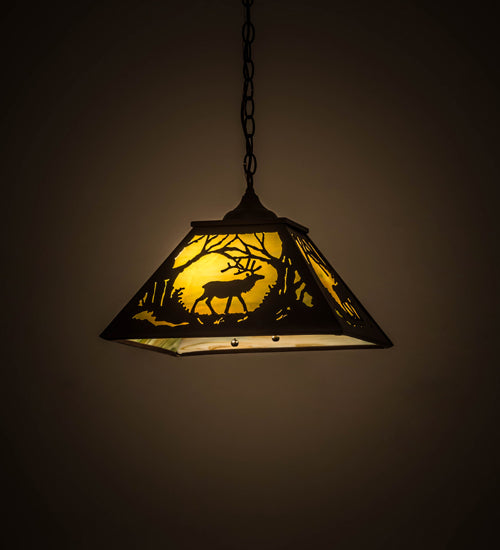 Meyda Lighting Elk at Dawn 22" 2-Light Cafe Noir Pendant Light With Avocado Smooth Shade Glass