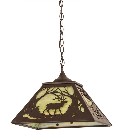 Meyda Lighting Elk at Dawn 22" 2-Light Cafe Noir Pendant Light With Avocado Smooth Shade Glass