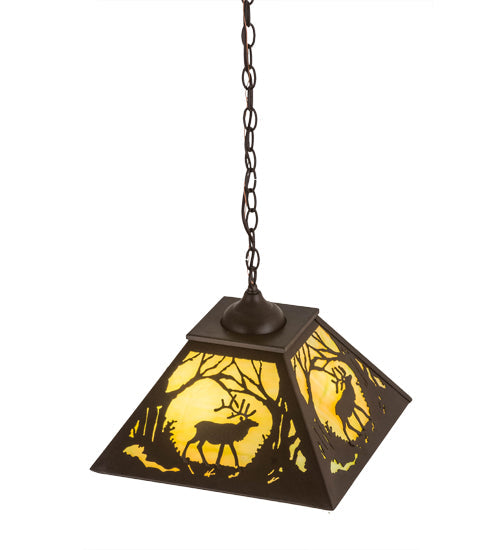 Meyda Lighting Elk at Dawn 22" 2-Light Cafe Noir Pendant Light With Avocado Smooth Shade Glass