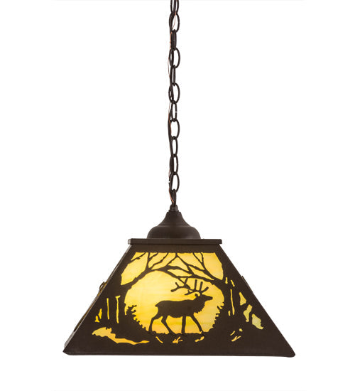 Meyda Lighting Elk at Dawn 22" 2-Light Cafe Noir Pendant Light With Avocado Smooth Shade Glass