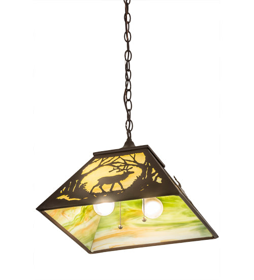 Meyda Lighting Elk at Dawn 22" 2-Light Cafe Noir Pendant Light With Avocado Smooth Shade Glass