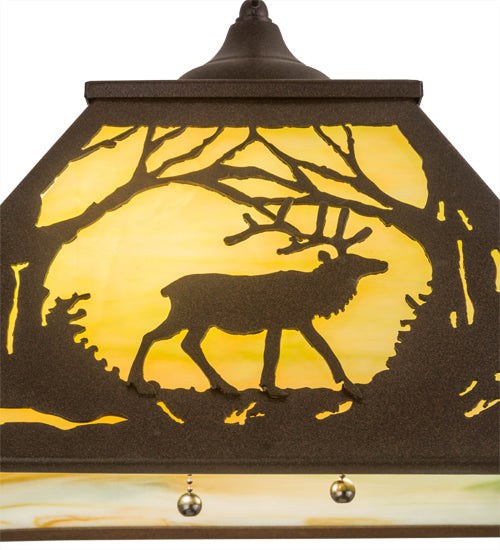 Meyda Lighting Elk at Dawn 22" 2-Light Cafe Noir Pendant Light With Avocado Smooth Shade Glass
