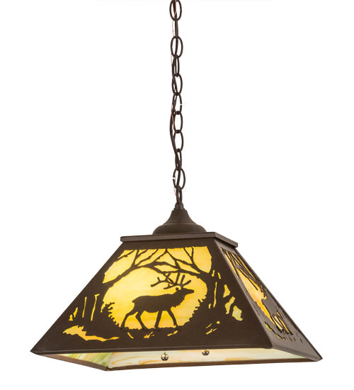 Meyda Lighting Elk at Dawn 22" 2-Light Cafe Noir Pendant Light With Avocado Smooth Shade Glass