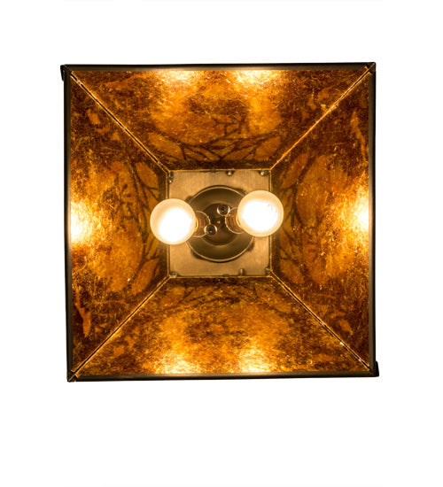 Meyda Lighting Elk at Dawn 22" 2-Light Timeless Bronze Pendant Light With Amber Mica Shade Glass