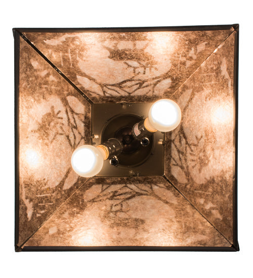 Meyda Lighting Elk at Dawn 22" 2-Light Timeless Bronze Pendant Light With Silver Mica Shade Glass