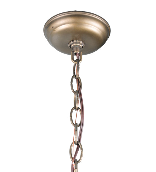 Meyda Lighting Elk at Dawn 23" 2-Light Antique Copper Pendant Light With Beige Art Shade Glass